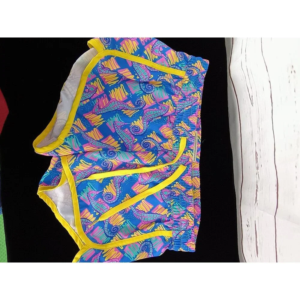 TIPSY ELVES Women Shorts Sz XS Multicolor‎ Seahorse Print Beach Pocket Running